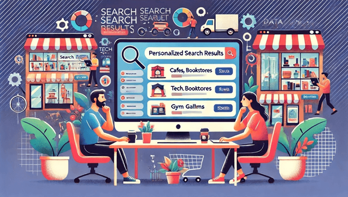 personalized search results showing different businesses for different users